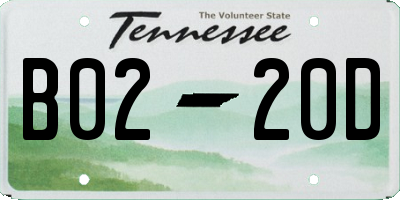 TN license plate B0220D
