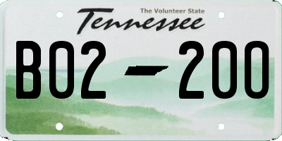 TN license plate B0220O
