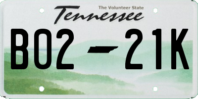 TN license plate B0221K