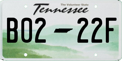 TN license plate B0222F