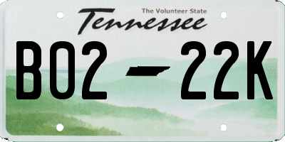 TN license plate B0222K