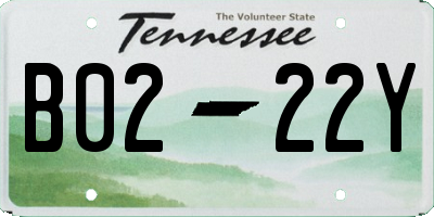 TN license plate B0222Y