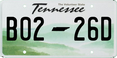 TN license plate B0226D
