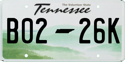 TN license plate B0226K