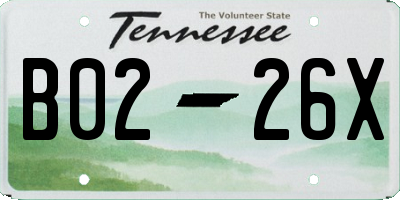 TN license plate B0226X