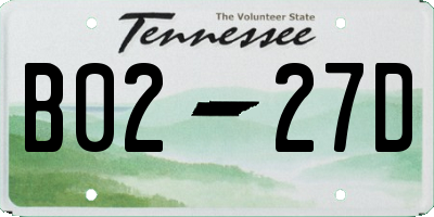 TN license plate B0227D