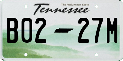 TN license plate B0227M