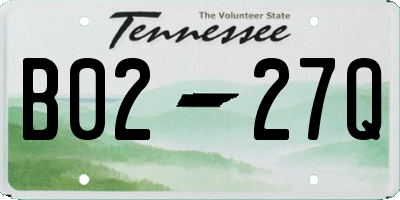 TN license plate B0227Q