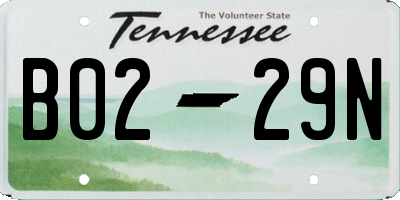 TN license plate B0229N