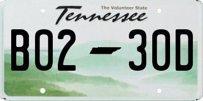 TN license plate B0230D
