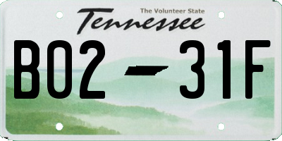 TN license plate B0231F