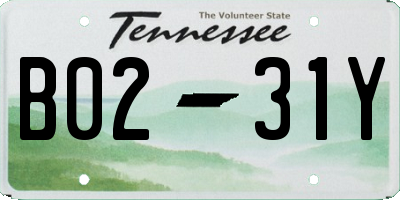 TN license plate B0231Y