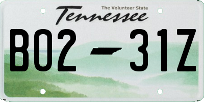 TN license plate B0231Z