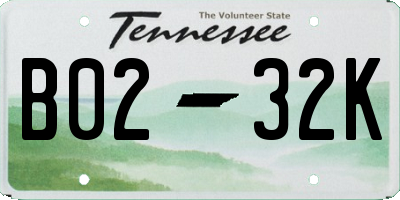 TN license plate B0232K