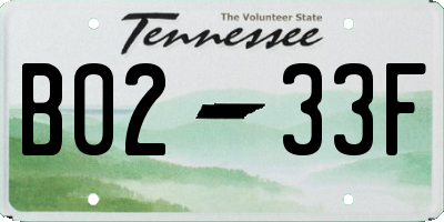 TN license plate B0233F