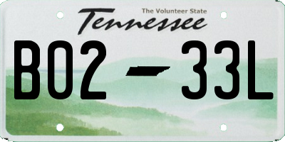 TN license plate B0233L