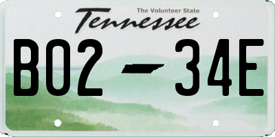 TN license plate B0234E