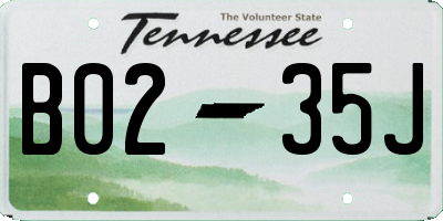 TN license plate B0235J