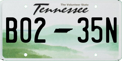 TN license plate B0235N