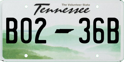 TN license plate B0236B