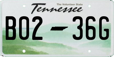 TN license plate B0236G