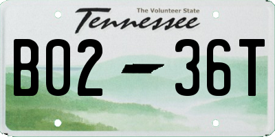 TN license plate B0236T
