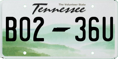 TN license plate B0236U