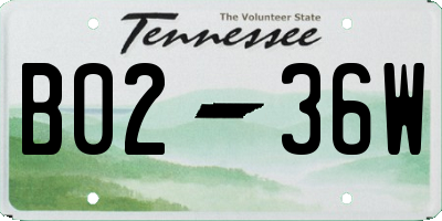 TN license plate B0236W