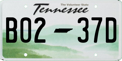 TN license plate B0237D