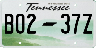 TN license plate B0237Z
