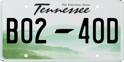 TN license plate B0240D