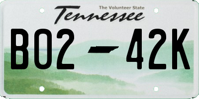 TN license plate B0242K
