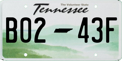 TN license plate B0243F