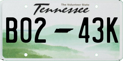 TN license plate B0243K