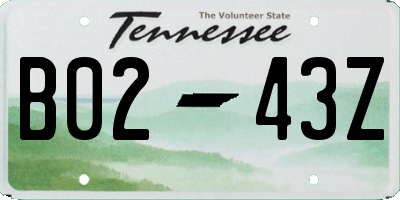 TN license plate B0243Z