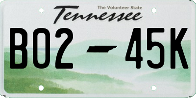 TN license plate B0245K