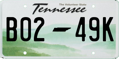 TN license plate B0249K
