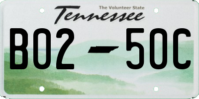 TN license plate B0250C