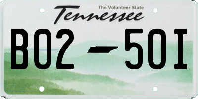 TN license plate B0250I