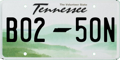 TN license plate B0250N