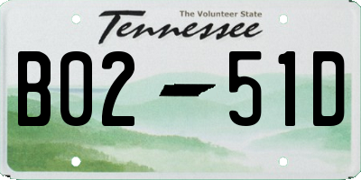 TN license plate B0251D
