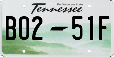 TN license plate B0251F