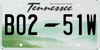 TN license plate B0251W