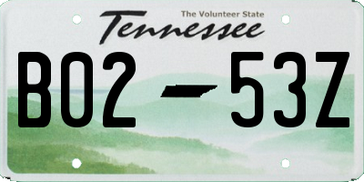 TN license plate B0253Z