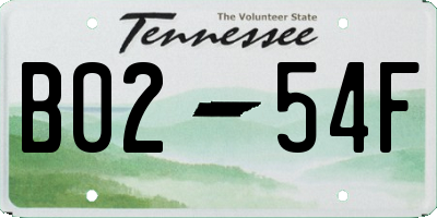 TN license plate B0254F