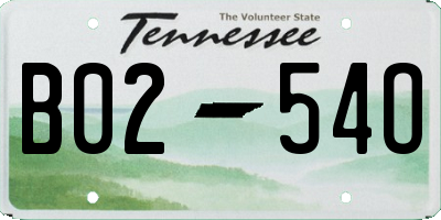 TN license plate B0254O