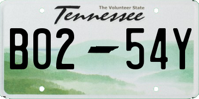 TN license plate B0254Y