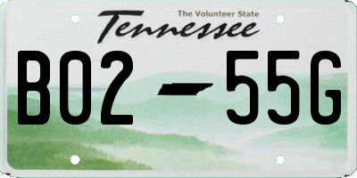 TN license plate B0255G