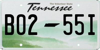 TN license plate B0255I