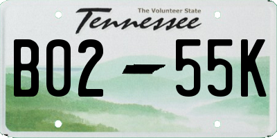TN license plate B0255K